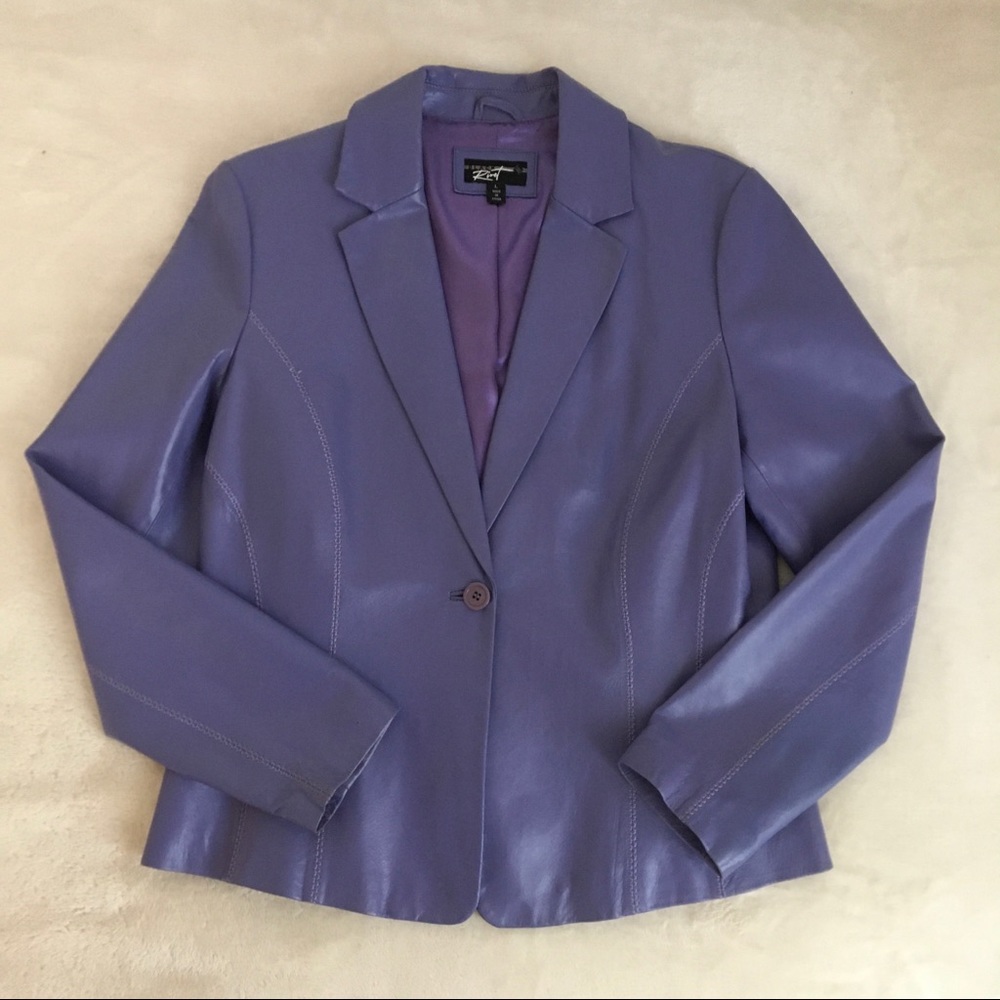 Black rivet 100% leather blazer